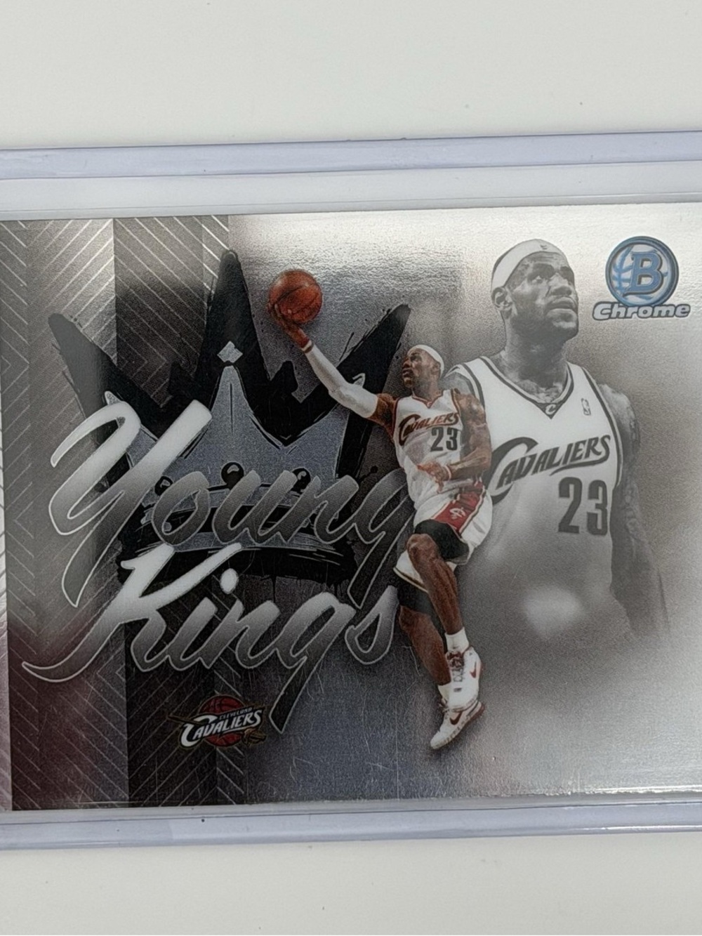 LeBron James Young Kings Cavaliers Chrome Card - Silver/Black